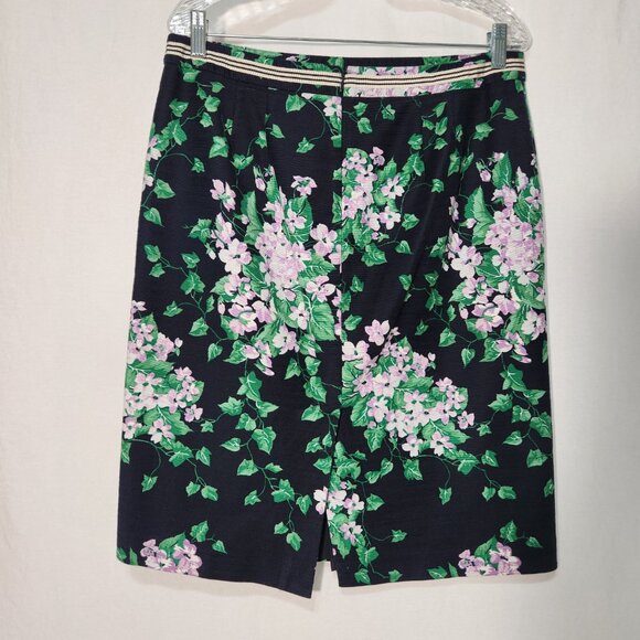 TALBOTS The Oprah Magazine Feminine Romantic Preppy Blue Floral Skirt Size 12. - Picture 2 of 16